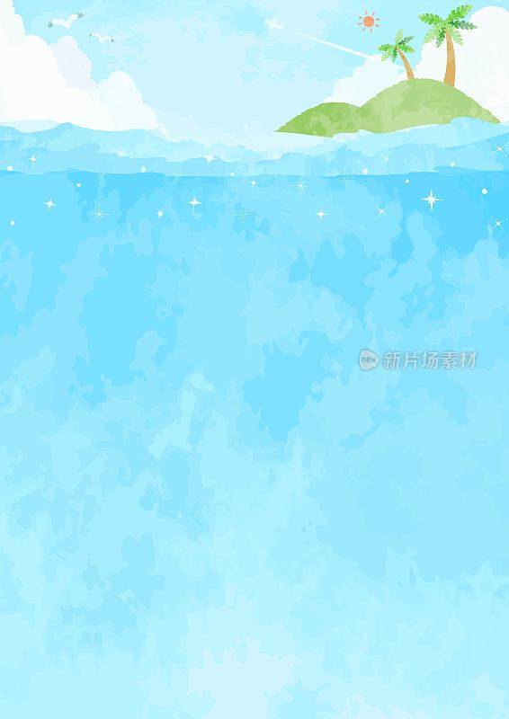beautiful　watercolor　sea　background　illustration　122